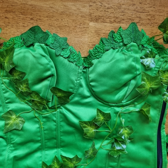 DC Superheroes Poison Ivy Adult Deluxe Corset & Glovelettes Halloween Costume - Picture 3 of 10